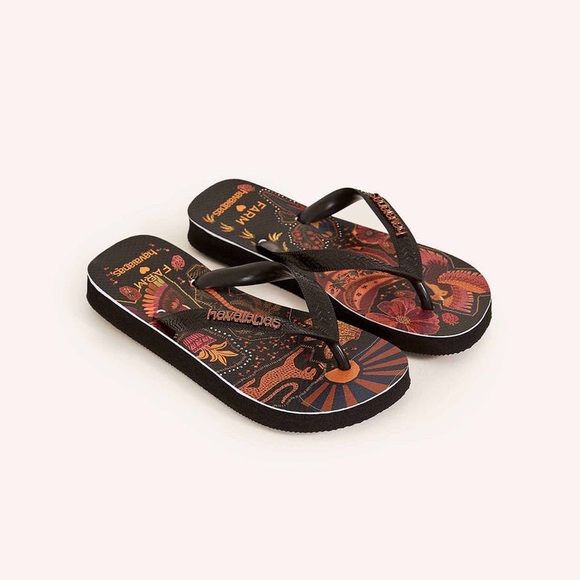 Farm Rio Havaianas Beleza Mix Boho Tropical Jungle Print Thong Flip Flop Sandals - Picture 9 of 9